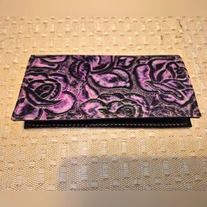 Leather Floral Purple Check Book Cover